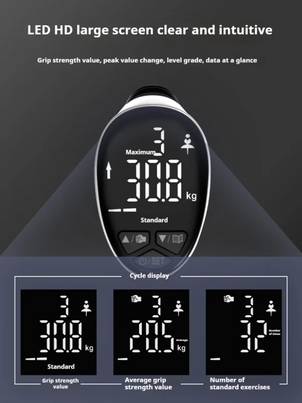 مقوي قبضة اليد الرقمية قابل للتعديل مدرب قوة اليد مع مقياس معدات اللياقة البدنية المهنية لعشاق اللياقة البدنية